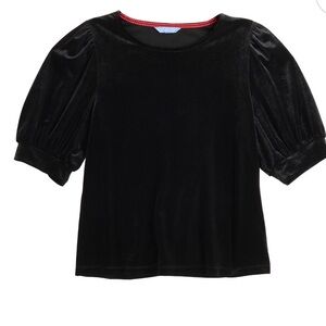 Draper James RSVP Black Velvet Puff Sleeve Top Size Medium